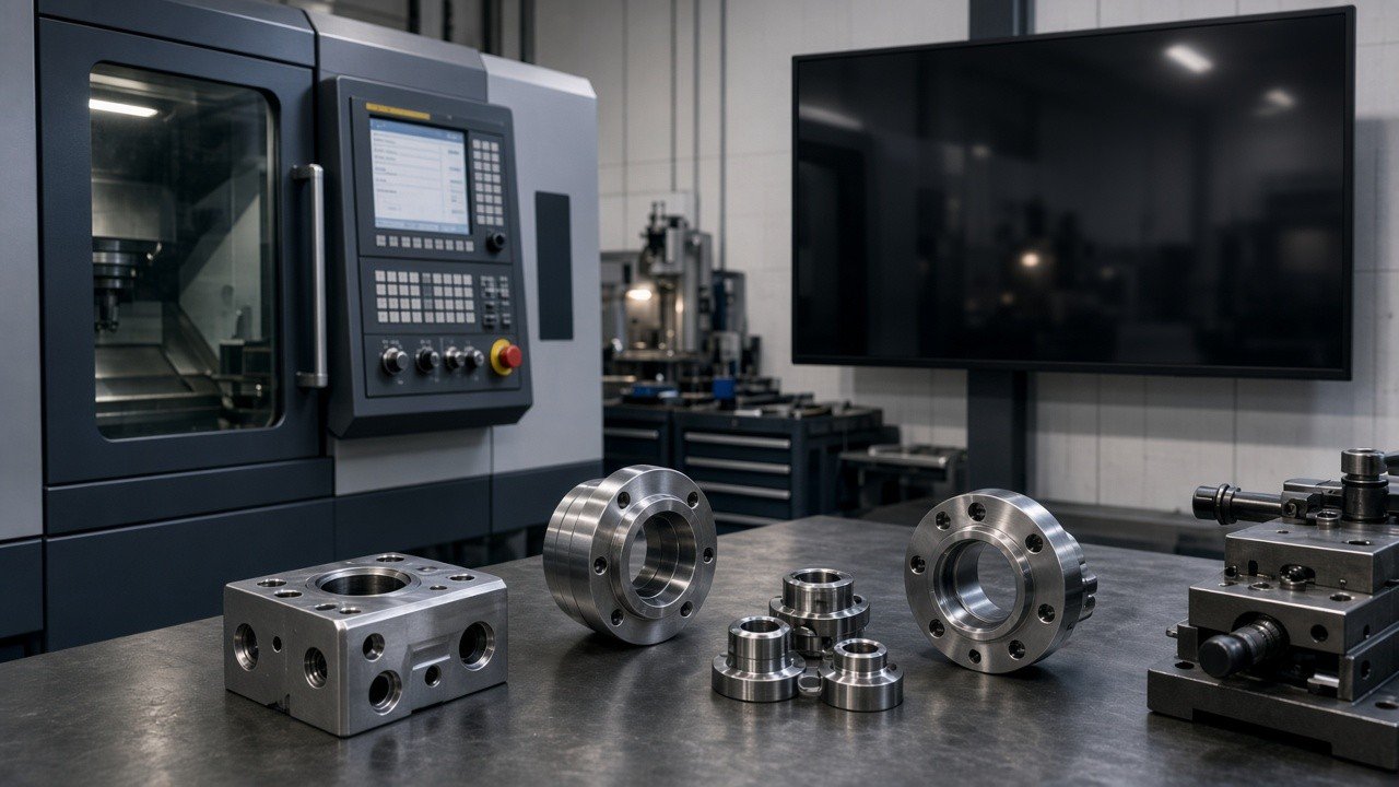 Mechanical engineering workshop with a DATEV-ready ledger on screen